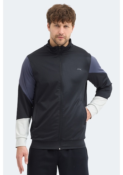 Slazenger Kylora Erkek Dik Yaka Fermuarlı Siyah Sweatshırt Siyah