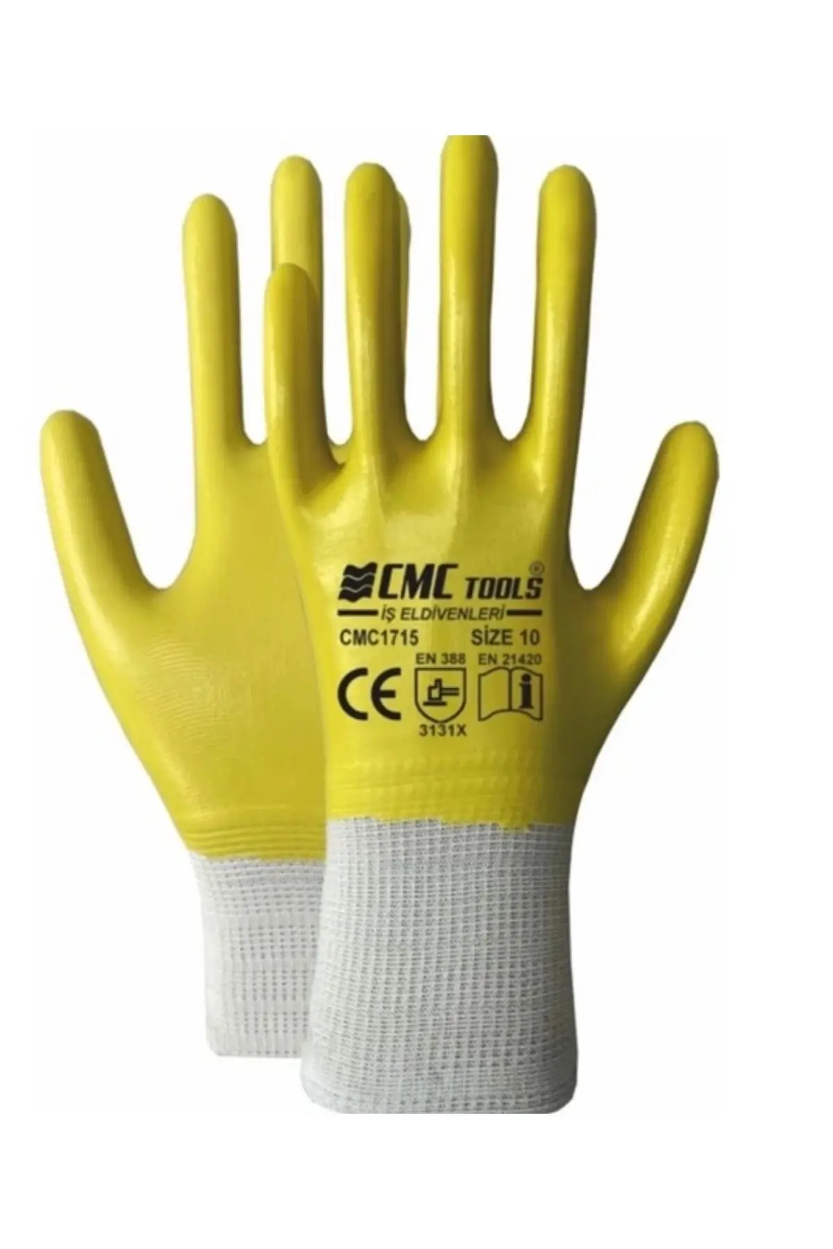12 Çift Cmc Tools Tam Kaplı Nitril İş Eldiveni No:10 Xl Sarı Yağ Ve Aşınmaya Dayanıklı