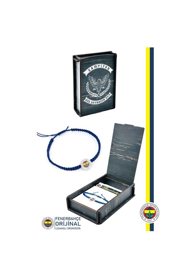 Fenerbahçe Lisanslı Fb Logo Makrome Bileklik Hediyelik Ahşap Kutulu