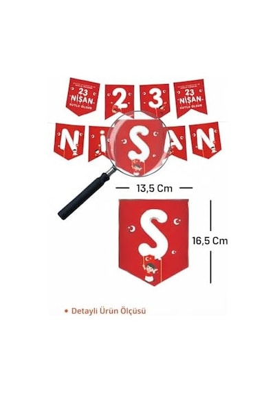23 Nisan Dekoratif Süsü Flama Okul Süsü, Atatürklü Balon, Türk Bayrağı Pano Süsleri 3 Metre Led ,