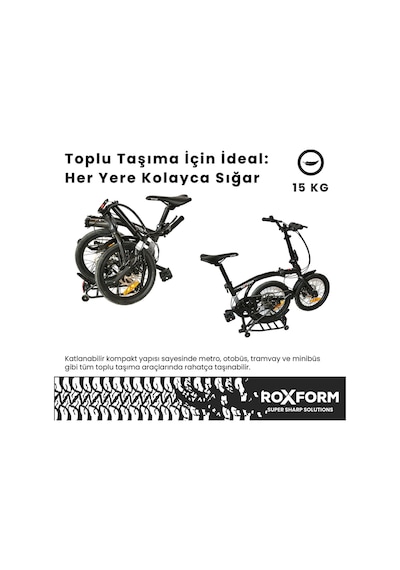 Roxform M-100 Katlanır Bisiklet 16 Jant, 5 Vites, Alüminyum Kadro Siyah