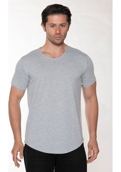 Black Horn Erkek Geniş Yaka %100 Pamuk Salaş T-shirt Gri