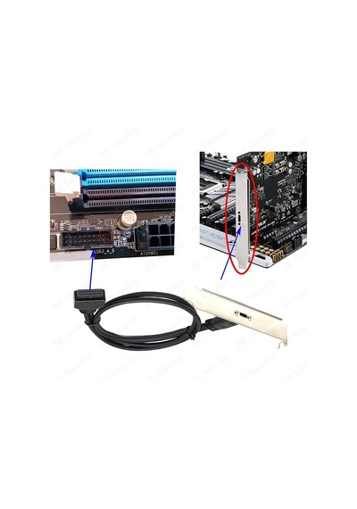 Type-C Dişi - USB 3.0 Anakart 20 Pin Dişi Panel Genişletme Kablos