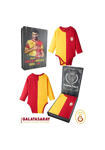Galatasaray Uzun Kol Bebek Body Zıbın Metin Oktay Basklı Ahşap Kutulu 036 Kırmızı