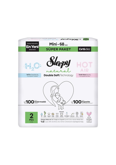Sleepy Natural Double Soft Süper 2 Mini 3-6 Kg 68'li 2'li Paket