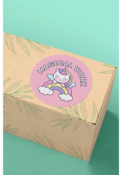Magical Work Unicorn Gökkuşağı Sticker 3x3cm St2217 Çok Renkli