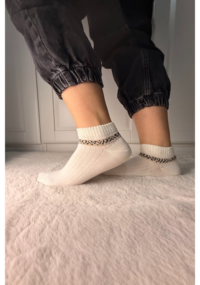 Ozzy Socks 3 Çift Kadın Taş Detaylı Dikişsiz & Takviyeli Patik Çorap Kırmızı
