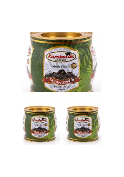 Karabacak Jumbo Xs Boy Yağlı Sele Siyah Zeytin 2 Kg Teneke Kutu 3 Kutu