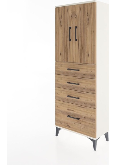 Arges Dolap 2 Raflı 4 Çekmeceli 2 Kapaklı 60x30x163 Aytaşı-çam Aytaşı