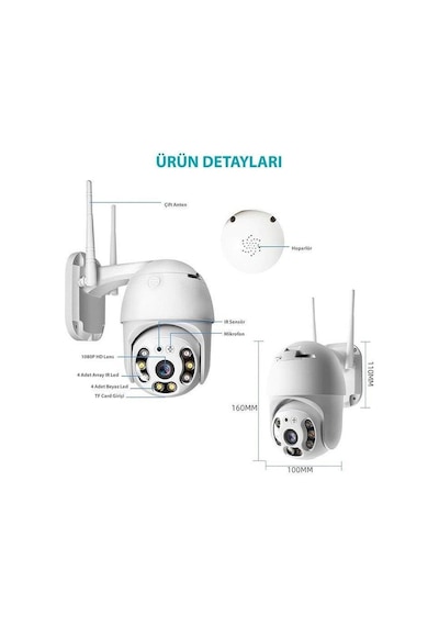 Wellbox Wb Ptz01 2mp 3 6mm Wifi Dış Ortam Ahd Pan Tilt Kamera