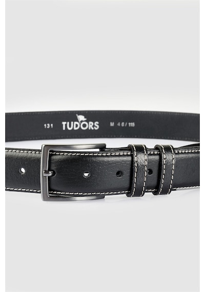 Tudors Hakiki Deri Erkek Siyah Kemer-24419-siyah Siyah