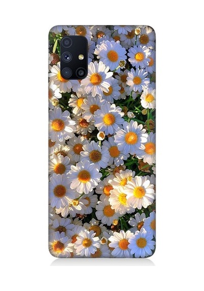 Samsung Galaxy M51 Uyumlu Beyaz Papatyalar Desenli Silikon Kılıf