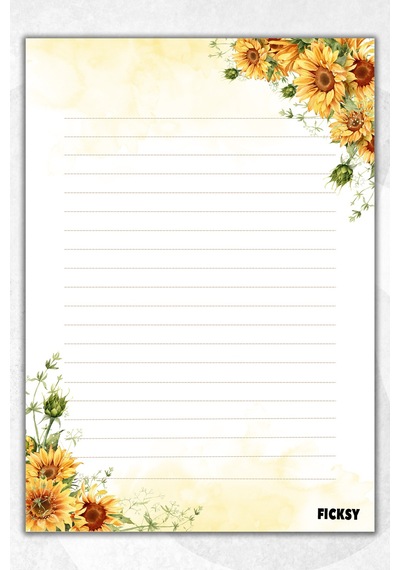 A5 Çiçek Bloknot Çizgisiz Defter - 50 Yaprak - Memopad - Notepad - Not Defteri - Not Kağıdı Sarı Sarı