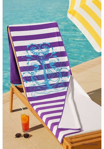 Seadream Tropikal Desenli Plaj Havlusu 70x140 Cm Çapa Çok Renkli