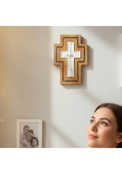 Epoksi Kanallı El Yapımı Ahşap Haç , Karanlıkta Parlayan Epoksi Sanatı, Hristiyan Ev Dekorasyonu
