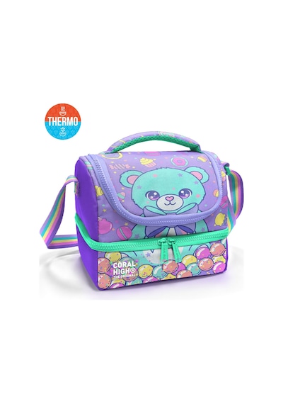 Coral High Kids Milka Şeker Ayıcık Desenli Thermo İki Katlı Beslenme Çantası 37202 124-Pembe