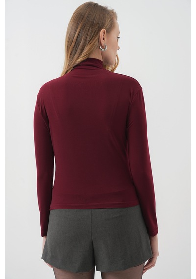 Bigdart 925 Büzgü Detaylı Sandy Bluz - Bordo