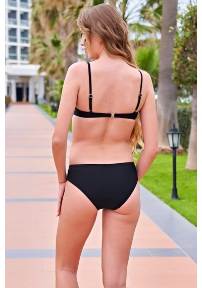 Ruko Maio 24128-2 Siyah Desenli Dönmeli Straplez İnce Askılı Bikini 001