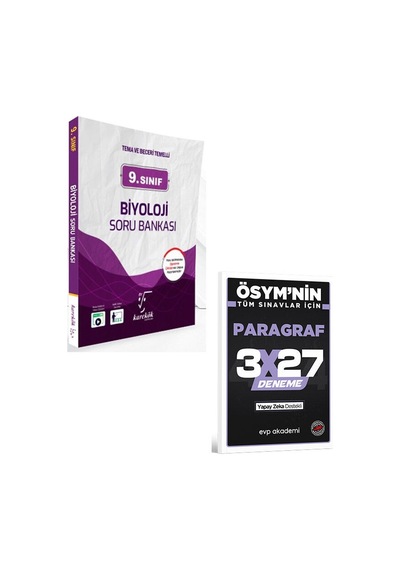 Karekök 2027 9. Sınıf Biyoloji Soru Bankası+evp Akademi 3x27 Paragraf Deneme