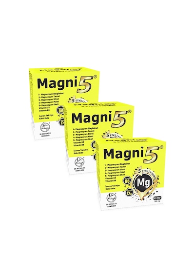 Magni5 Magnezyum Vitamin D3 B6 İçeren Takviye Edici Gıda 3x90 Kapsül