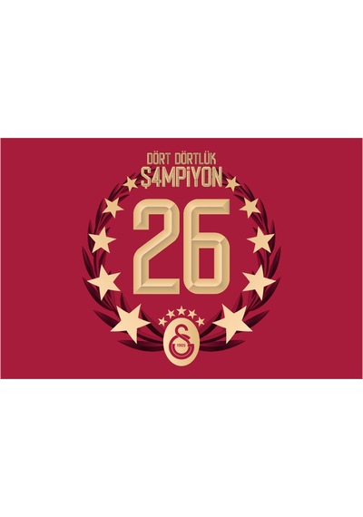 Gsstore Galatasaray 26. Şampiyonluk Elde Sallama Yatay Bayrak 100x150 U261211