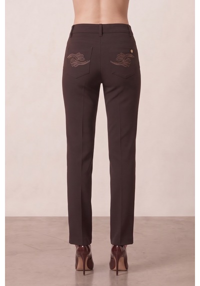 Guitar Yandan Cepli Kahverengi Gabardin Pantolon