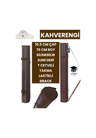 Proje Tüpü Bazuka 10.5 Cm Çap 76 Cm Boy Silinebilir Suni Deri T Cetveli Takma Lastikli Bback