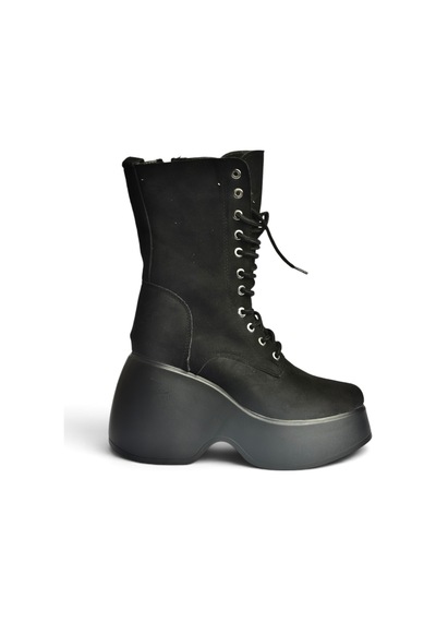Fox Shoes Z973973202 Siyah Süet Dolgu Tabanlı Kadın Postal Bot