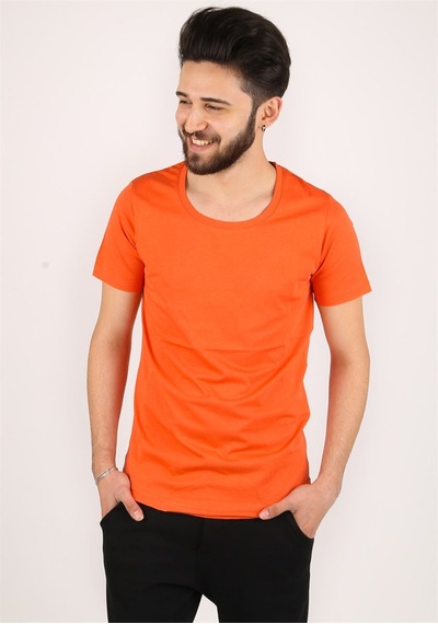 Madmext Bisiklet Yaka Turuncu T-shirt 2308 Turuncu