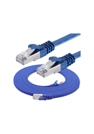 IRENIS CAT7 Kablo Yassı FTP Ethernet LAN Ağ Kablosu, 1mt Mavi