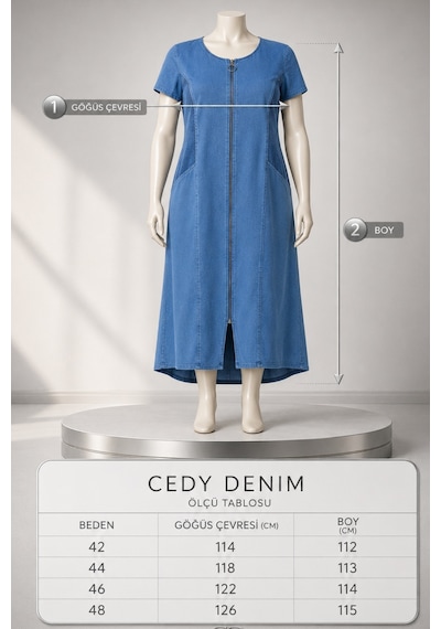 Cedy Denim Cedy Denım - Büyük Beden - Kadın Fermuarlı Taş Ve Dantel Detaylı Vintage Elbise C409 Mavi Cedy Denim Cedy Denım - Büyük Beden - Kadın Fermuarlı Taş Ve Dantel Detaylı Vintage Elbise C409 Mavi
