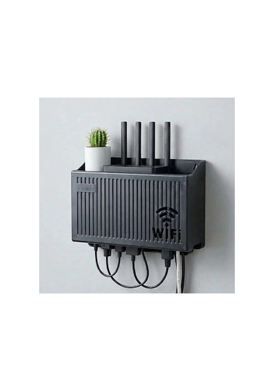 Duvar Tipi Wi-fi Modem Saklama Kutusu Siyah Kablo Düzenleyici Router Raf Organizer Bx40
