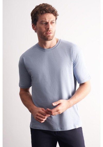Mavi Bisiklet Yaka Kısa Kol Slim Fit Pamuklu Basic Tişört 1011255106 Mavi