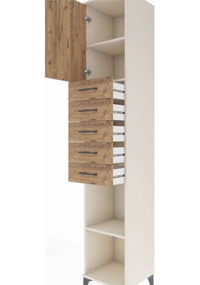 Hyperion Dolap 3 Raflı 5 Çekmeceli Tek Kapaklı 44x44x243 Aytaşı-çam Aytası