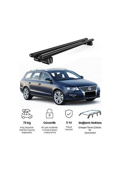 Pençe Volkswagen Passat B6 Sw 2005-2010 Uyumlu Siyah Ara Atkı Port Bagaj Tavan Barı