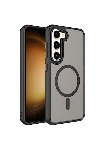 Zore Galaxy S23 Plus Uyumlu Mat Arka Yüzey Wireless Şarj Özellikli Ogaa Flet Magsafe Kılıf-siyah