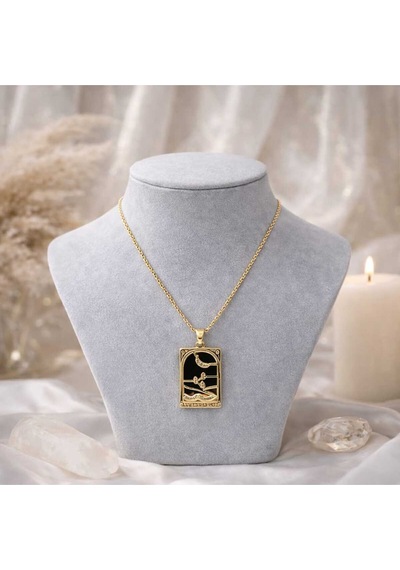 Gold Kaplama Tarot Figürlü Kolye Çok Renkli