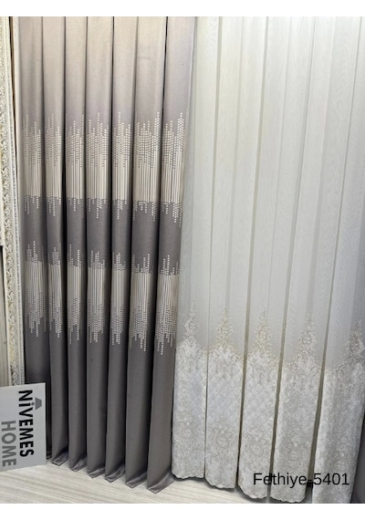 Nivemeshome Fethiye 614178 Gri V-5401 1/3 Sık Pileli Fon Perde Apm Gri