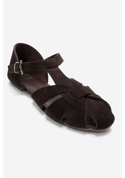 Luvi Shoes Alına Kahverengi Süet Hakiki Deri Kadın Sandalet