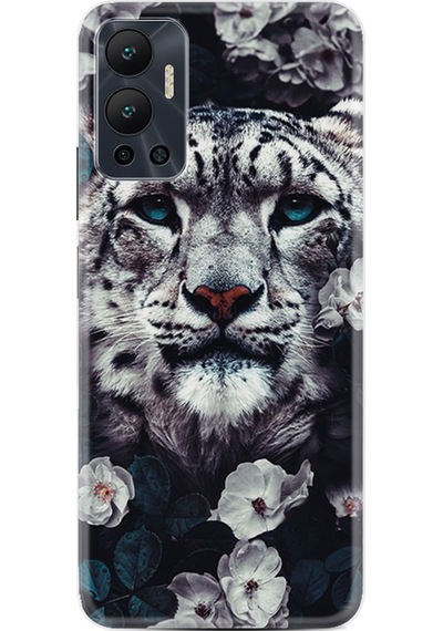 Infinix Hot 12 Kılıf Resimli Desenli Baskılı Silikon Flowers Snow Leopard 1335