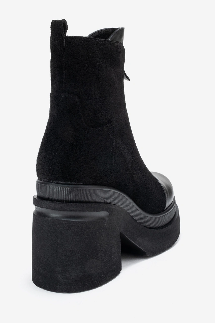 Luvishoes Luvi Shoes Anett Siyah Cilt-süet Fermuarlı Kadın Platform Topuklu Bot Siyah - Süet