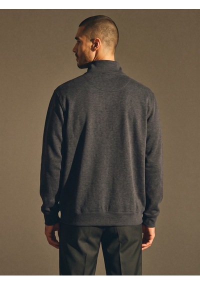 Maccali Erkek Gri Büyük Beden Pamuklu Fermuarlı Sweatshirt