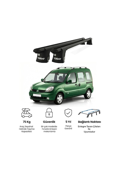 Trio-ı Renault Kangoo 1997-2007 Uyumlu Siyah Kilitli Ara Atkı 120cm Port Bagaj Tavan Barı