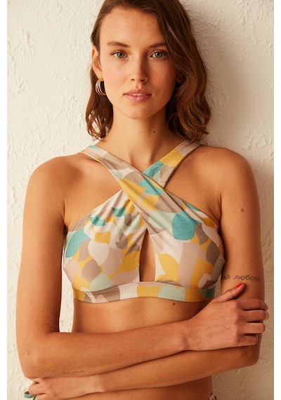Penti Çok Renkli Merry Desenli Halter Bikini Üstü