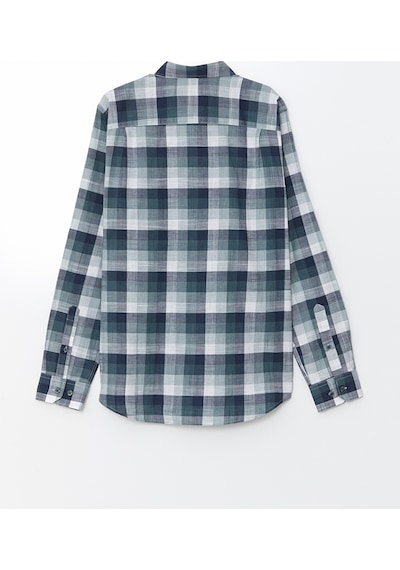 Lcwaıkıkı Classic Yeşil Regular Fit Uzun Kollu Ekose Poplin Erkek Gömlek