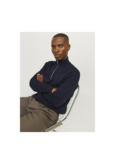 Jack & Jones Jprblamılano Yarım Fermuarlı Örme Kazak 12259664 Lacivert