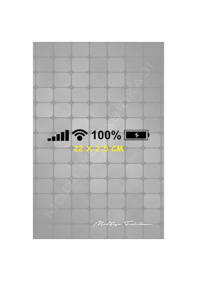 Şarj Yüzdesi Sticker Folyo - Siyah - 22 X 2.5 Cm