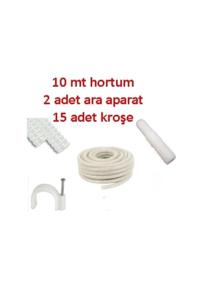 Klima Su Tahliye Hortumu 10 Metre + 2 Ek Parça + 15 Adet Kroşe