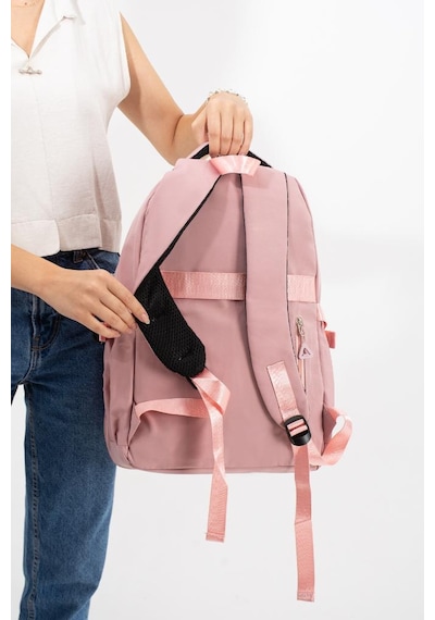 Ventis Unisex Kalemlikli 2'li Set Okul Çantası Lise Ortaokul Sırt Çantası 43 30 Cm Çok Cepli Vnt7-f Pembe
