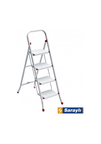 Ennalbur Saraylı Pratik Metal Merdiven Beyaz 4 Basamaklı